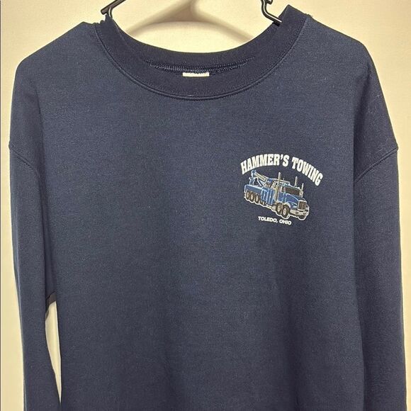 Gildan Blue Crewneck Sweater Classic Cotton Blend - Picture 2 of 9